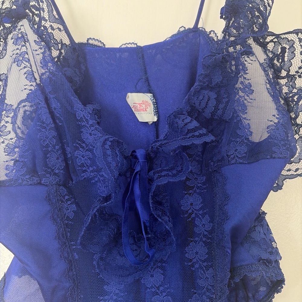 Vintage‎ blue ruffle lace bodysuit - Picture 4 of 4